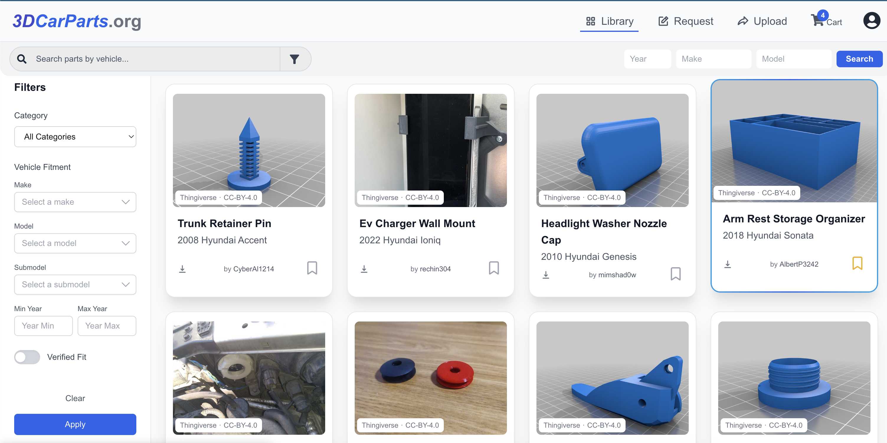 3D Printed Car Parts Library Order or Free Download 3DCarParts org